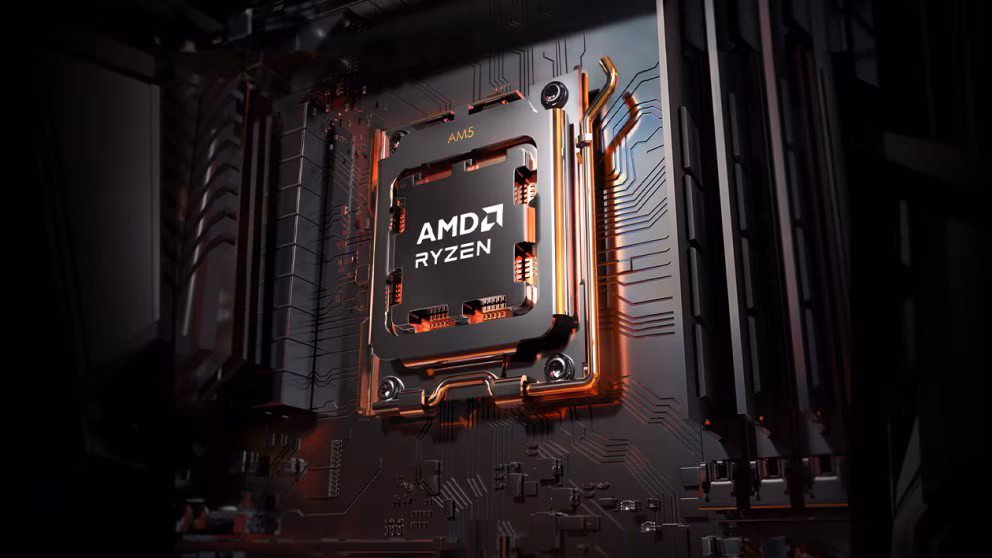 AMD Ryzen processor installed in an AM5 motherboard